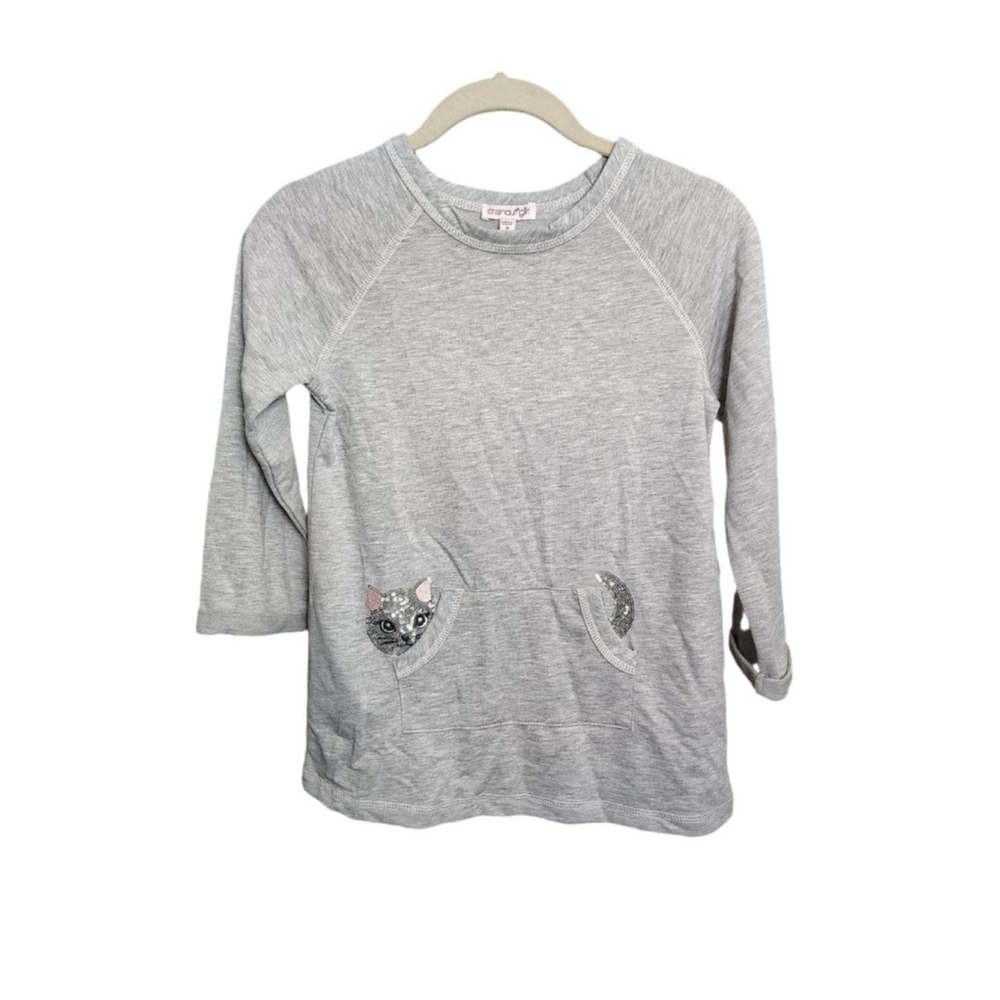 Chenault Girl Sequin Cat Pocket Top – Size 10 - Picture 2 of 10